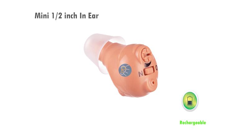 Mini aparelhos auditivos recarregáveis ​​de apenas 1/2 polegada