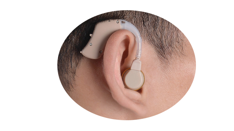 Aparelhos auditivos de baixo preço do tipo BTE pequeno